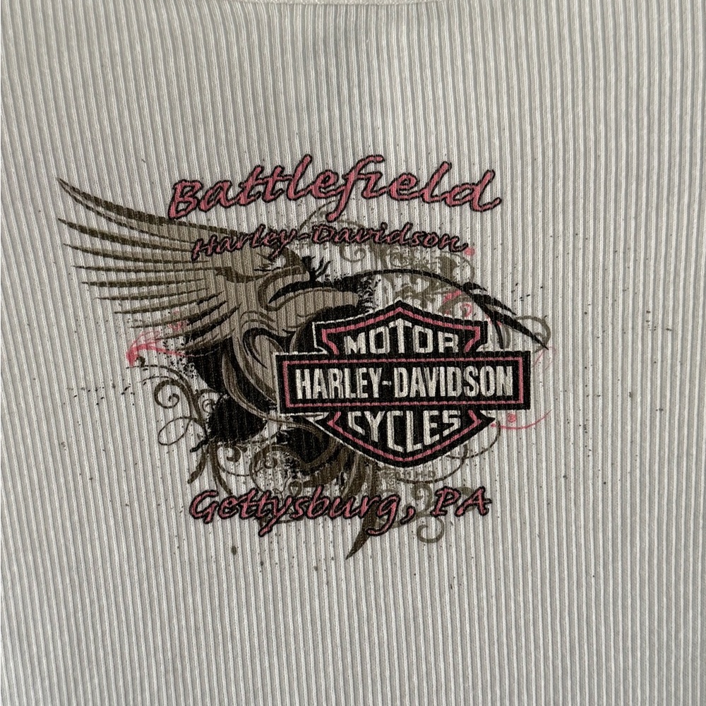 Custom Upcycled Harley Davidson Gettysburg Flannel Pullover Graphic Shirt OSFM - Picture 5 of 6